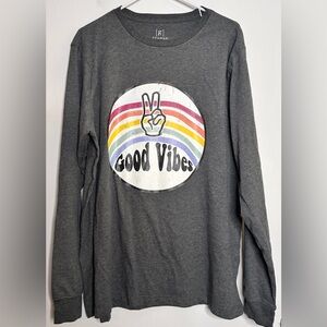 Good Vibes Gray tee shirt. Men’s size XL